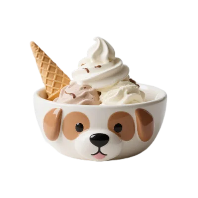 Custom 3D Dog Face Ceramic Ice Cream Bowl - Cute Puppy Design Dessert Dish Personalized