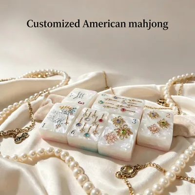 Custom Luxury Pearl American Mahjong Tiles Jewel Floral Pattern Handmade Resin Game Pieces for Custom American Mahjong Tiles