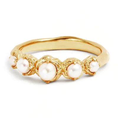 Gemnel Classic Irregular Hammer Face Ring Hand-selected Fresh Water Pearl Ring