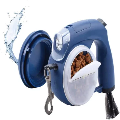 4M Automatic Retractable Dog Leash with LED Flashlight Personalized Dog Poop Bag Durable Storage Bowl