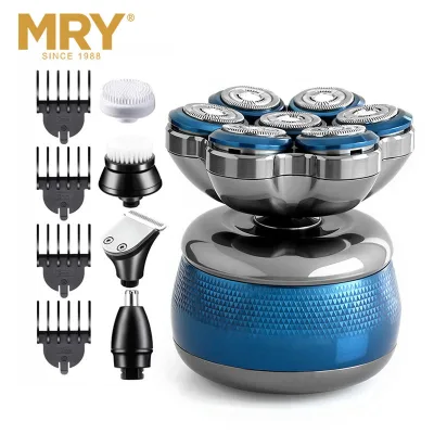 MRY 5 in 1 Portable USB Rechargeable Razor Stainless Steel Cutter Head IPX6 Waterproof Men Shaver for Hotel Household Use