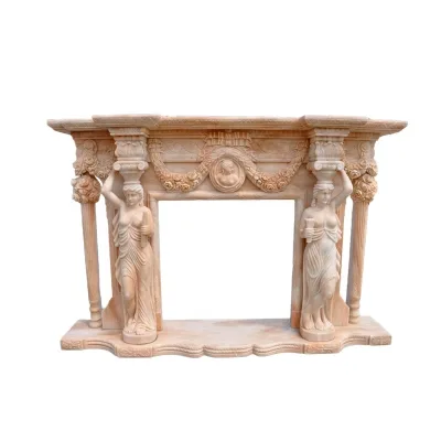 Luxurious Marble Fireplace Mantel with Women Statue