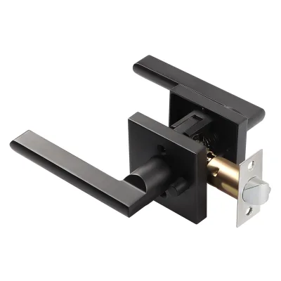 Durable Black Zinc Alloy Exterior Door Handle with Key Lock Main and Bedroom Door Handle Design for Home Use