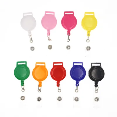 Deyi Factory Direct Sales Acrylic Circular Easy Pull Chest Badge with Telescopic Clip and ID Hanging Rope