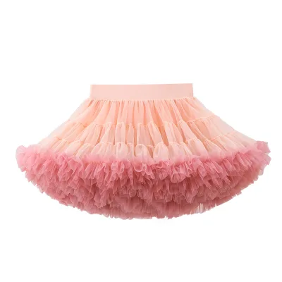 Lolita Style Mini Ballet Tutu Skirt Toddler Girls Cute Fashion Design Rainbow Print Pattern Sequined Star Decorated Fluffy Skirt