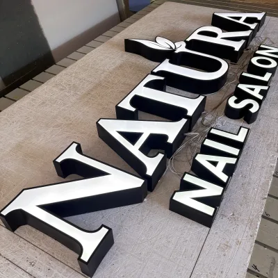 Custom Outdoor Frontlit Sign Channel Letter Sign Waterproof Business Sign White Black Acrylic Signage Wall logo for Salon Nail
