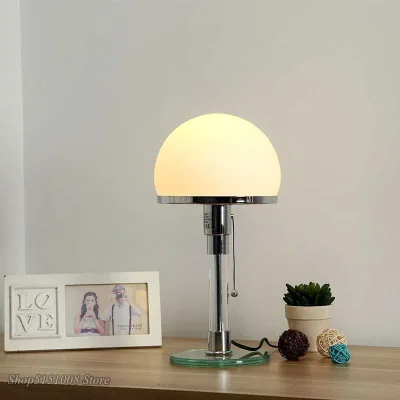 Nordic Designer Bauhaus LED Table Lamp Wilhelm Wagenfeld Design Modern Glass Desk Light Stainless Lighting Fixtures Bedroom