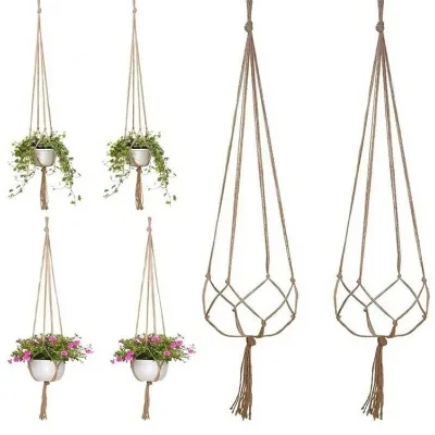 Large Macrame Hanging Shelf Small Flower Holders on the Wall Dangling Legs Pots Planter Planters and Solar
