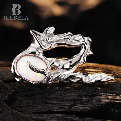 Fine Jewelry 925 Sterling Silver Earrings Platinum Texture Non-perforated Clip on Earrings Opal Stone for Women High Quality
