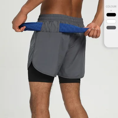 Men's Quick-Dry Printed Workout Shorts 5-Inch with Inner Liner Anti-Exposure Gym Running Swimming Fitness Athletic Shorts