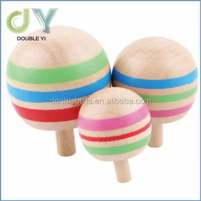 High Quality Funny Wooden Spinning Tops for Kids