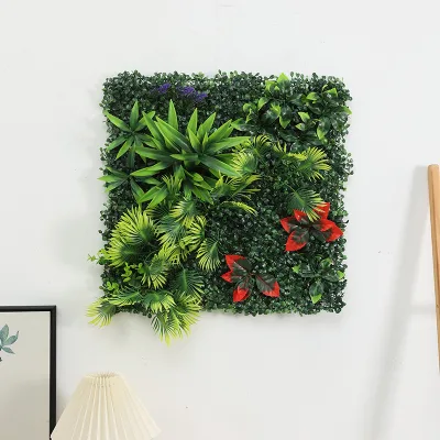 Plastic Simulation Red Tip Fan Leaf Plant Wall Hanging Home Decoration Wedding Thanksgiving Easter Shooting Props Cross-Border