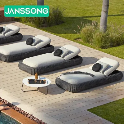 Contemporary Fabric Recliner Bed with Aluminum Frame for Beach Hall Courtyard Park Hotel Outdoor Sun Recliner