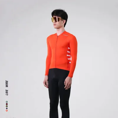 Men's Lightweight Long-Sleeved Cycling Jersey Breathable Quick-Drying Heat-Dissipating Antibacterial Windproof Four-Way Stretch