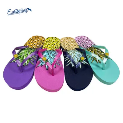 Bulk Pineapple Print Flip Flops, Factory Direct Women's Casual Thong Sandals, OEM ODM Available