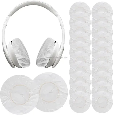 Disposable Headphone Ear Covers Sanitary Non-Woven Stretch Earpad Covers Earcup Covers (White, 11.5 Cm)