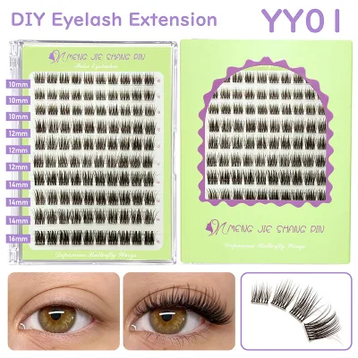 Private Label Press on Cluster Lashes Mixed Length 10-16mm Self Adhesive Individual Eyelashes 3D Fluffy No Glue Need Manga Lash