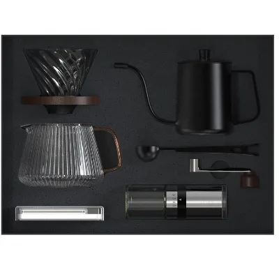 Gifts Pour Over Coffee Kit Set Coffee Grinder Dripper Filter Kettle Travel Bag Gift Kit Barista Tools Espresso Coffee Maker Set