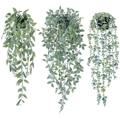 Huaien Artificial Hanging Datura Flower and Green Eucalyptus Vine Home Decoration for Mother's Day and Valentine's Day