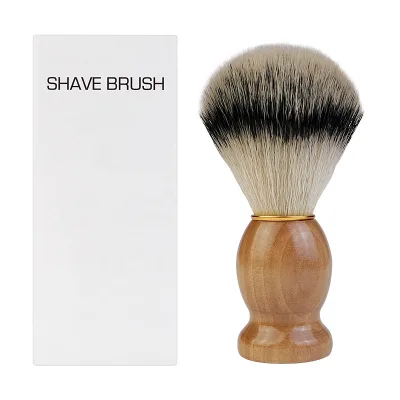 High Quality Customized Private Label Wooden Handle Barber Men Synthetic Vegan Synthetic Hair Shaving Brush