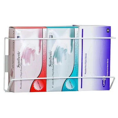 Wall Mounted 3-Tier White Multi-Layer Latex Gloves Box Dispenser Multifunctional Storage Rack for Organizing Gloves