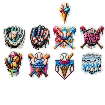 Beamandi PVC Ice Cream Baseball Shoe Charms for Unisex Clog New Design Baseball Clog Shoe Charm