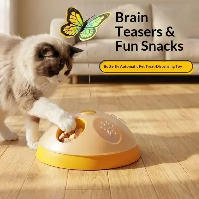 Fun Snack Brain Teasers Butterfly Automatic Pet Treat-Dispensing Toy