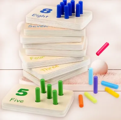 2024 Mathematical Cognitive Educational Wooden Toys Montessori Stick Number Matching Board Recognition & Counting