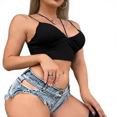 New European American Style Sexy Stretchy Skinny Denim Shorts Women's High-Waisted Jeans Plus Size