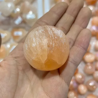 Wholesales Healing Crystals Natural Selenite Sphere & Ball Yellow Selenite Sphere