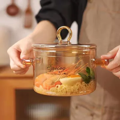 Heart Lid Design 1500ml Heat-resistant Glass Cooking Pot on Sale
