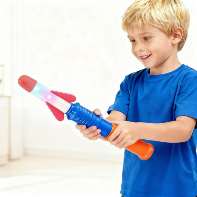 Light up Rocket Launcher Toys Hand Pressure Rocket Launcher air Pump Rocket Toys Glowing Outdoor Toy LED Toys for the Child