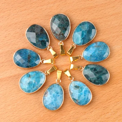 DIY Wholesale Price Popular Crystals Natural Healing Stones Crystal Faceted Blue Apatite Waterdrop Pendant for Gift