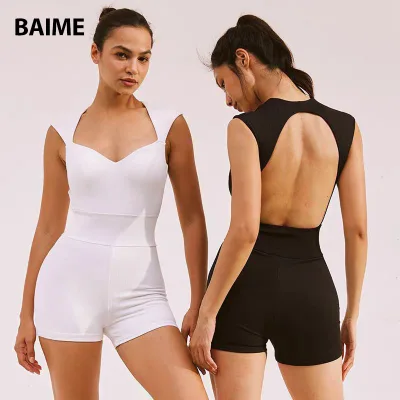 Factory New Design Nylon Backless Yoga Jumpsuit Quick-drying One Piece Yoga Jumpsuit for Women
