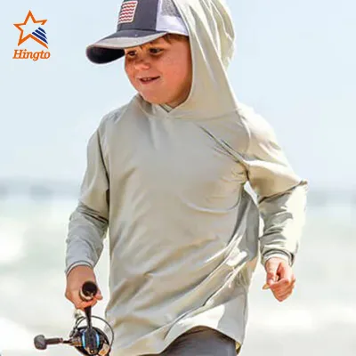 Performance Shirt Long Sleeve Kids Fishing Shirts With Hood