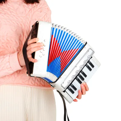 Cheap Keyboard Toys 17 Keys 8 Bass Children Students Practice White Solid Wood Celluloid to Play Accordion