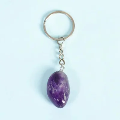 Wholesale natural crystal roller stone crystal keychain
