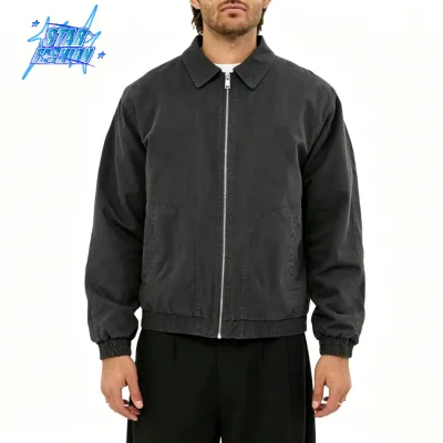 Custom New Design Casual Brown Varsity Jacket Zipper Plain Dyed Bonded Woven Breathable Waterproof High Quality Pockets