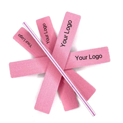 Newest Pink Square File 80/80 Custom Nail File OEM Washable Nail Files for Nails