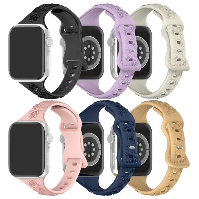 Wholesale for Luxury Rose Pattern Sport Loop Silicone Strap for Watch Series 11 10 9 46mm 42mm Breathable Colorful