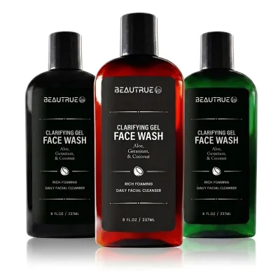 Men's Clarifying Gel Face Wash for Men Facial Cleanser for Daily Gel Face Wash with Geranium Aloe and Coconut Hydrating Formula