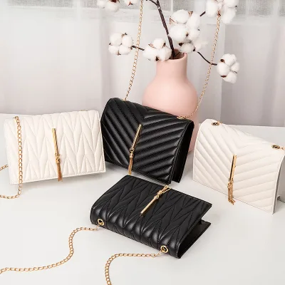 New Embroidered Messenger Bag Simple Tassel Chain PU Candy Custom Tote Bag Ladies Fashionable Square Small Bag
