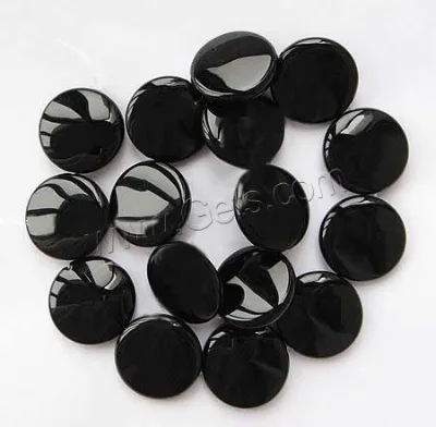Natural Black Coin Agate Beads for Jewelry Making Bulk Flat Plain Round Slice 20x20x8mm Hole: 1mm