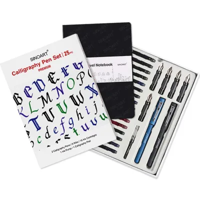 25pcs Includes Calligraphy Pens,Calligraphy Nibs,Ink Cartridges and Exercise Workbook Calligraphy Pen Set for Calligraphy Kit