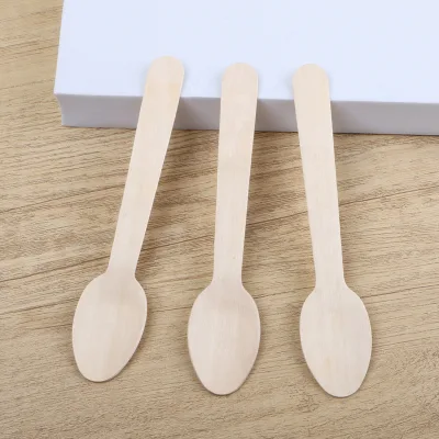 Wooden Spoons Manufacturer Birch Wood 140 mm Spoon for Mousse Cake Pudding Jelly Dessert Cup