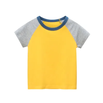 Custom Summer Toddler Raglan Tee Color Block T Shirt Cotton Short Sleeve Baby T-shirts