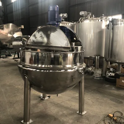 Huashang Custom Industrial Sugar Candy Cooking Making Machine Syrup Vertical Steam Heating Jacketed Kettle With Mixer