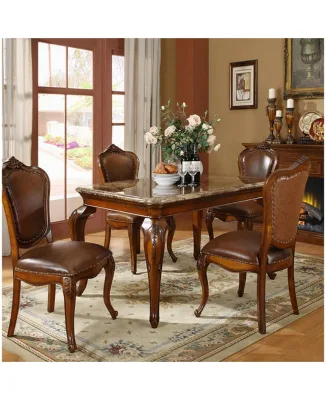 Leather Dining Room Chair and Marble Dining Table Classic Furniture Luxury Dinner Table GMD04