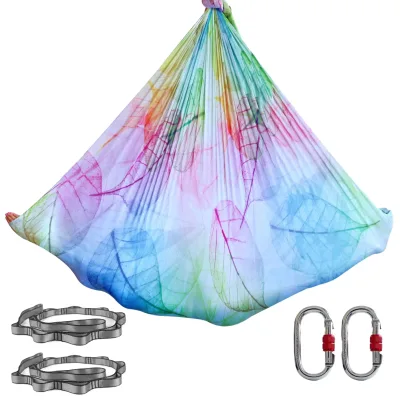 Professional Fitness Colorful Aerial Silk Hammock Kit Stretch Nylon 40D Material Durable Portable Customized Colors Yoga