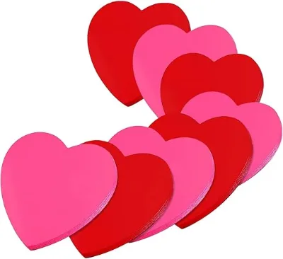 Valentine's Day Heart-Shaped Self-Adhesive Sticky Notes 400 Sheets Assorted Red/Pink Memo Pads for Office/School Use